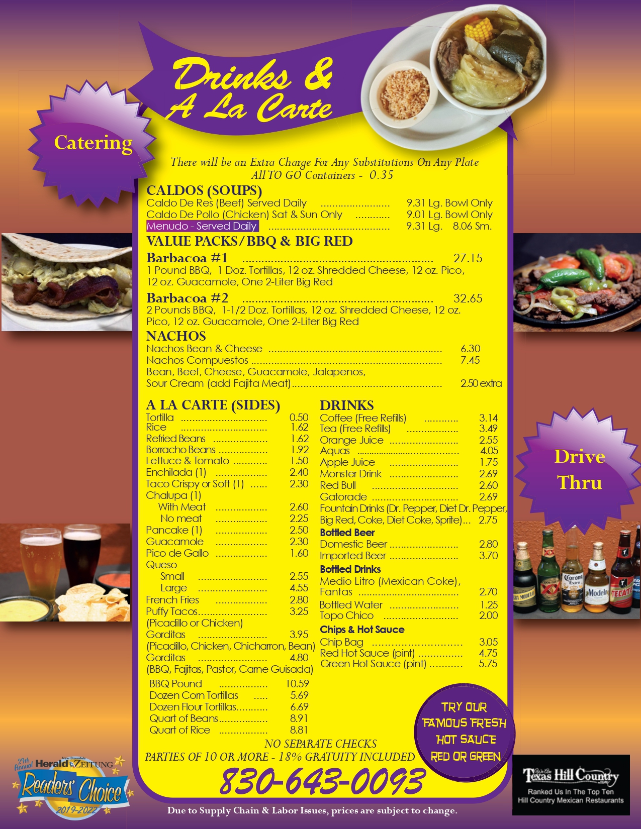 Los Gallos Our Menu Delicious Food